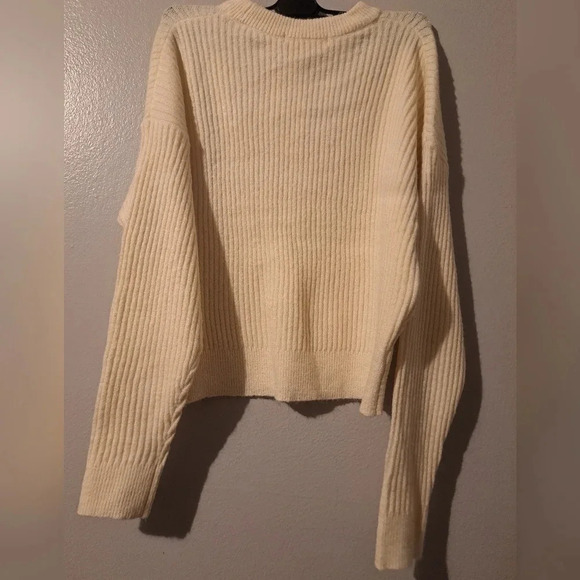 Elodie Crewneck Cropped Sweater Size S Cream - Picture 5 of 8